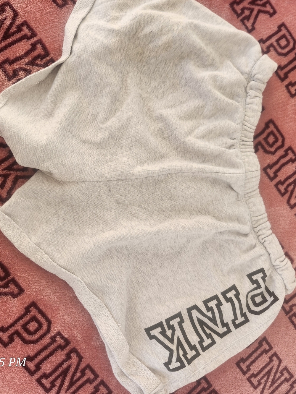 PINK Victoria's Secret Light Gray Lounge Shorts with Black Logo
